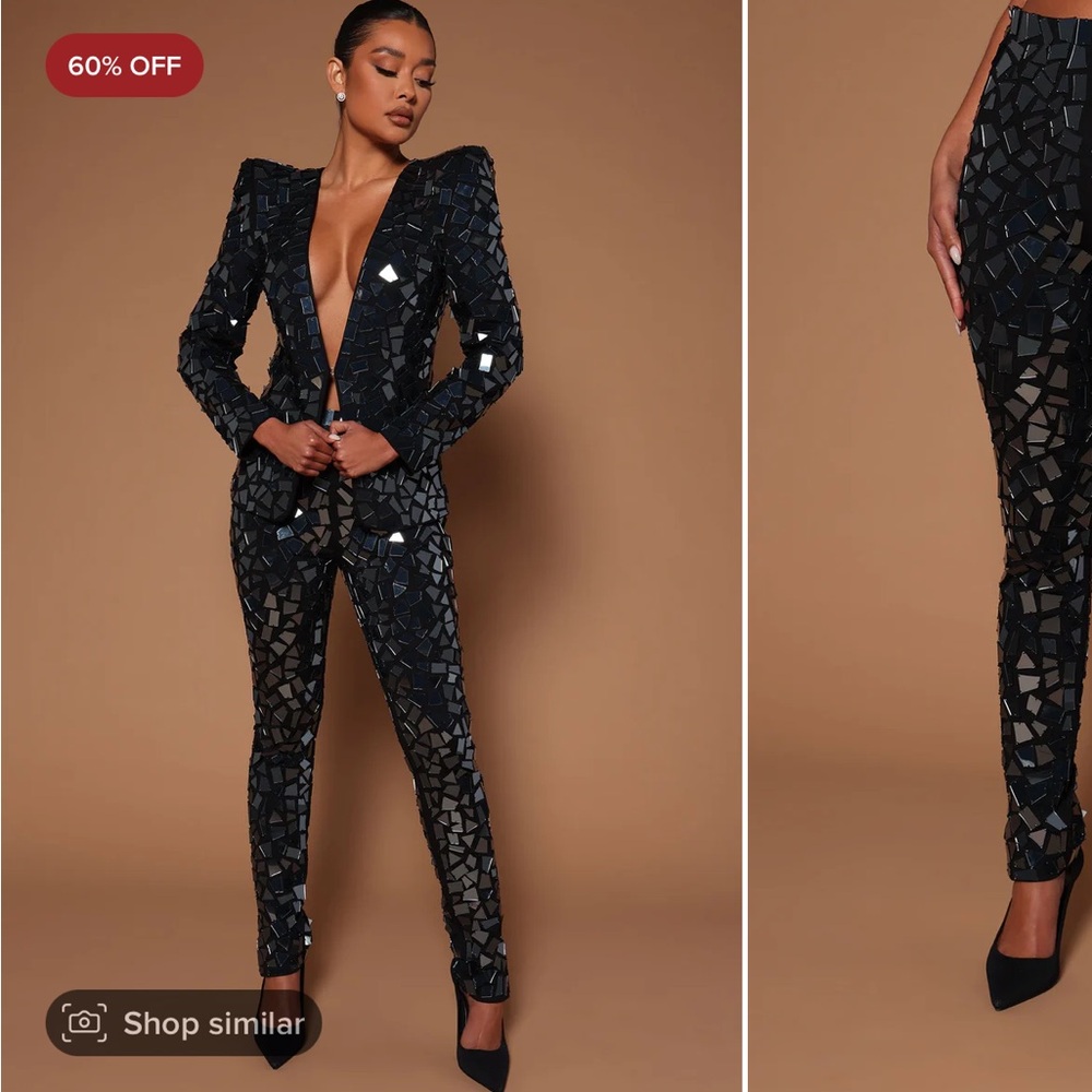 Fashion Nova Victoria Mirror Blazer and Pants NWOT
